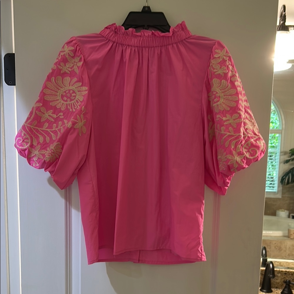 THML Pink Embroidered Women's Top